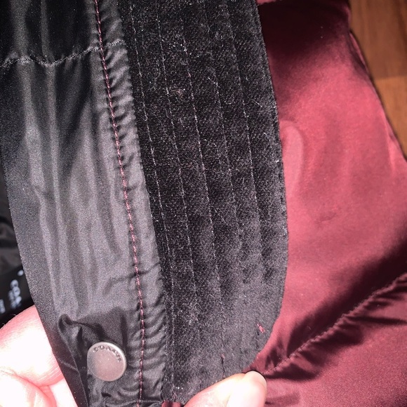 Coach Winter Down Goose Feather Long Puffer Coat Jacket Burgandy Maroon XS - Picture 15 of 15